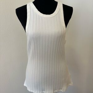 MOTHER White Ribbed Tank Top
